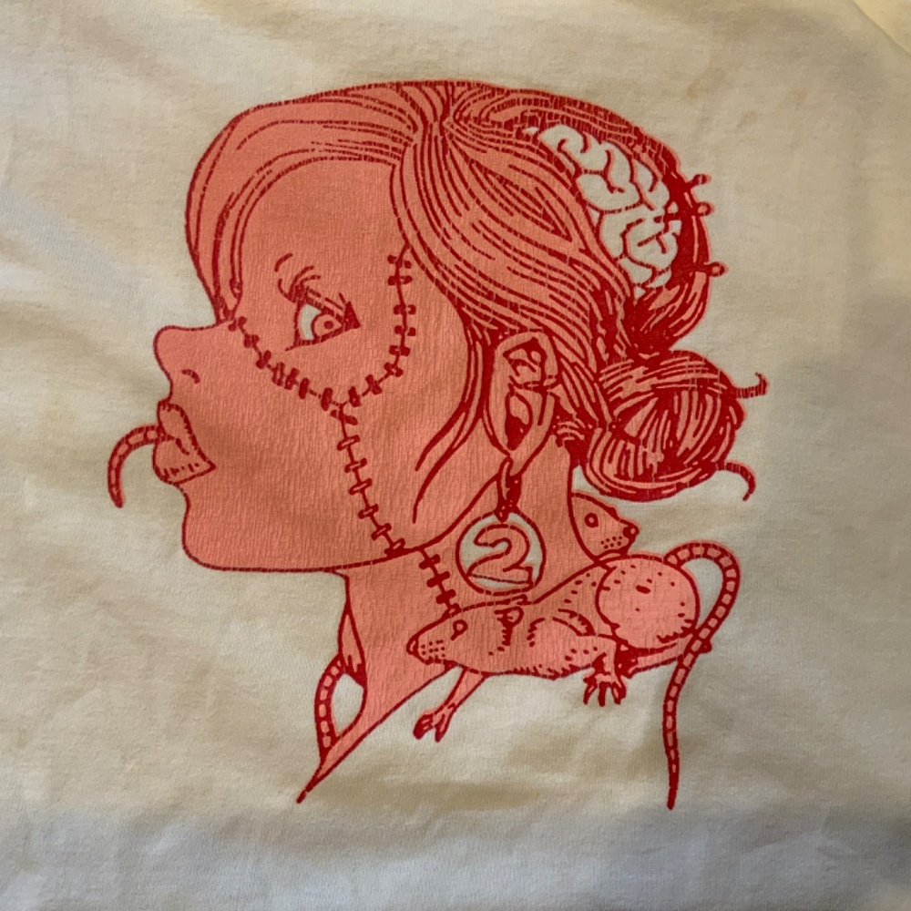 VINTAGE 90’s Murina Armstrong Franken Girls Terra T-Shirt Size L Red/White - Picture 3 of 6